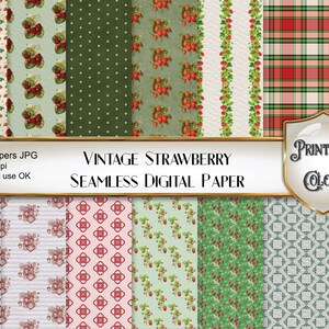 Fragole  vintage seamless carta digitale per scrapbooking e decoupage