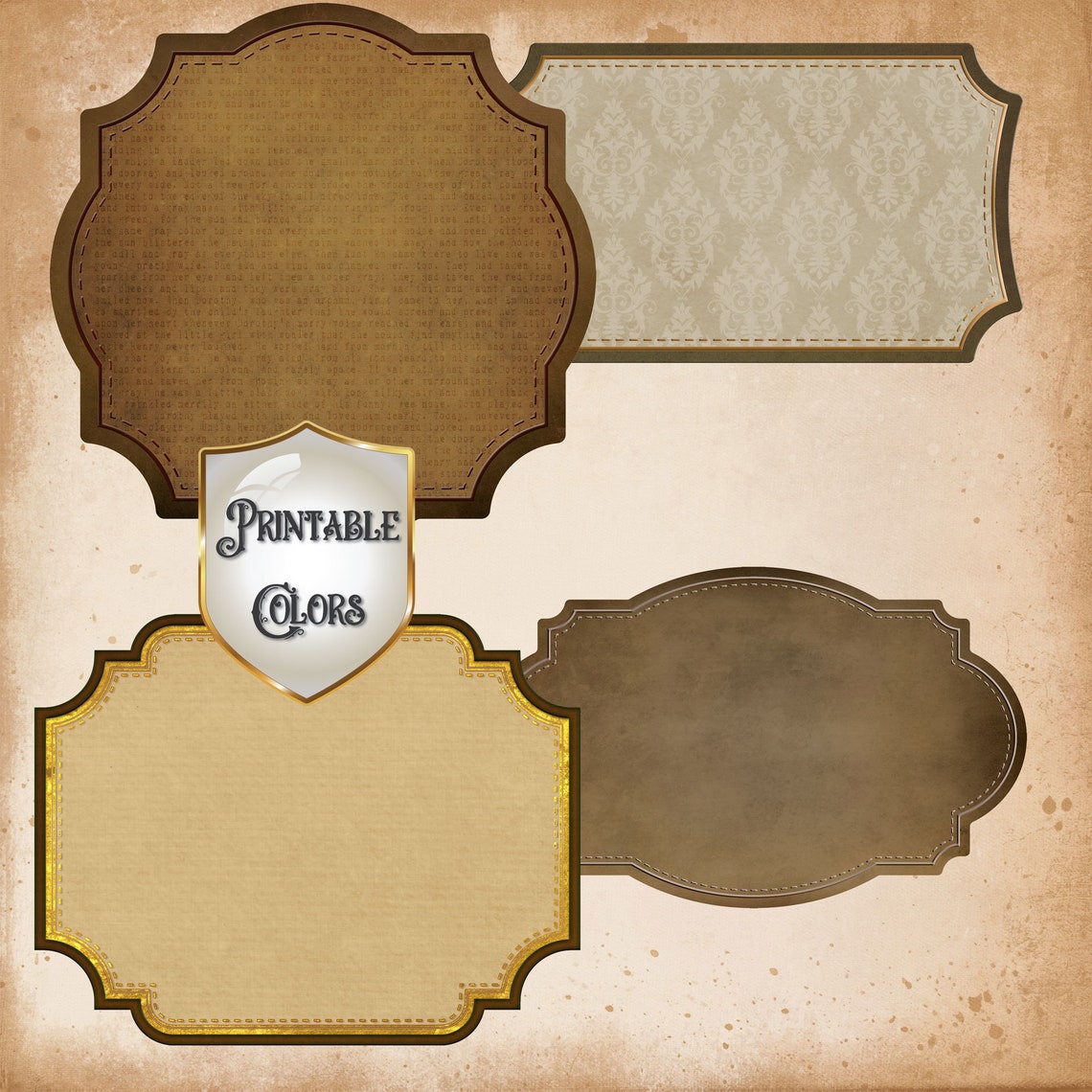 Vintage Labels Clipart, Digital Download Ancient Frames for