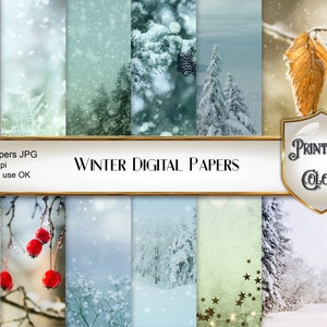 Carta digitale Inverno per scrapbooking e decoupage, uso commerciale OK