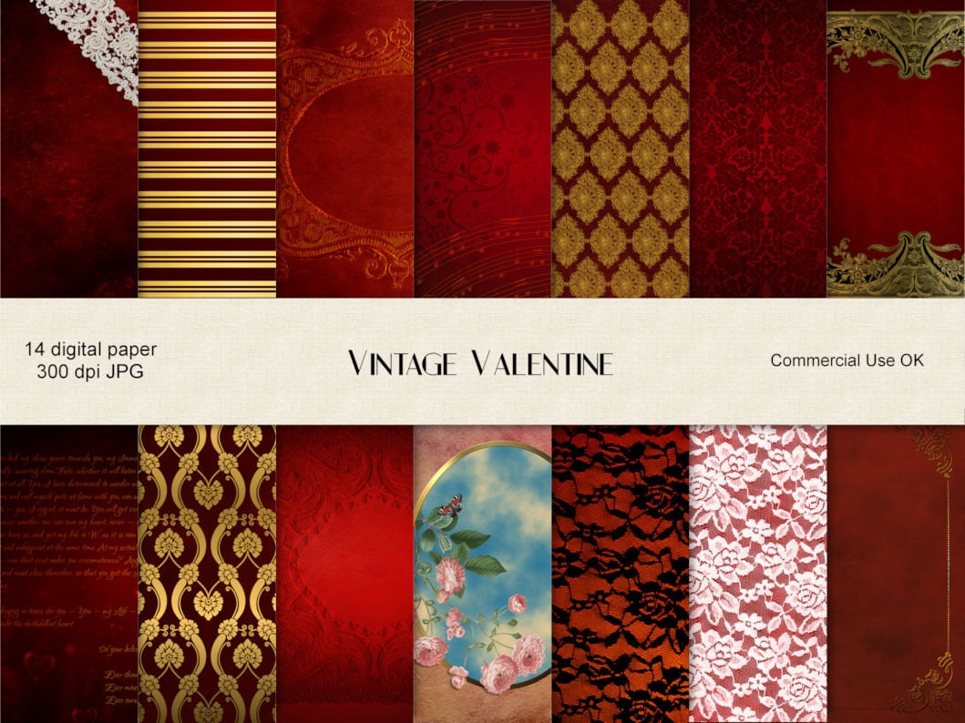 Vintage Valentine Digital Paper, Vintage Valentine, Valentine Scrapbook,  Instant Download, Valentine Background, Scrapbook CU Romantic Paper - Etsy, image size:1059x794