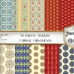 Chinese vintage digital paper for scrapbooking and decoupage. Commercial Use OK