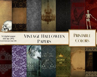 Carte numérique d'Halloween vintage pour les albums et le découpage
