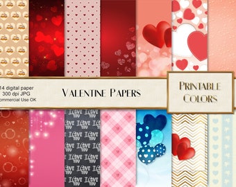 Valentine digital papers, digital download, Valentine backgrounds, Valentine scrapbook, hearts scrapbook, hearts decoupage, digital paper CU