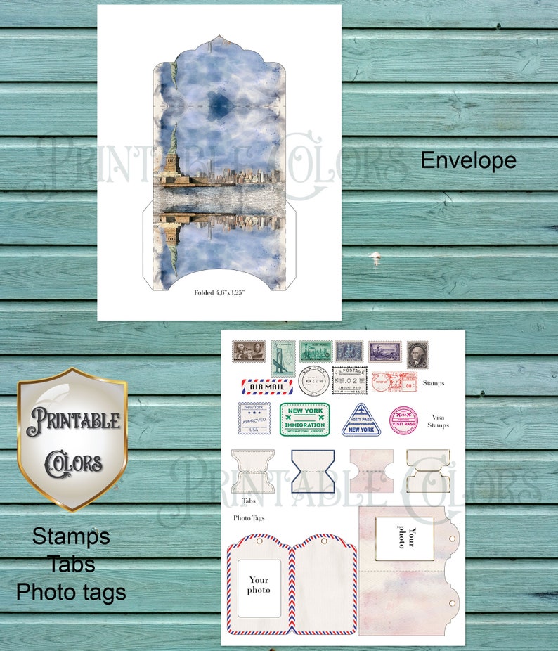 Watercolor New York Journal Ephemera Digital Download NYC Ephemera for