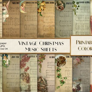 Carta digitale vecchi spartiti musicali di Natale per scrapbook, decoupage e lavori creativi