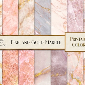 Pink Gold Marble digital paper, instant download, marble background, marble scrapbook, gold marble, pink marble, pink texture marble, marble
