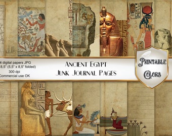 Digital Ancient Egypt Junk Journal Pages - Backgrounds  for scrapbooking and decoupage