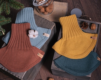 Hand Knit Merino Wool Neck Warmer Scarf for Kids