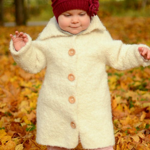 White Toddler Girl Coat, Wool Toddler Girl Jacket, Baby Girl Wool shops Jacket, Knitted Baby Girl Coat, Toddler Girl Dress Jacket
