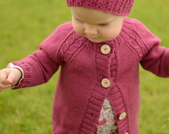 Hand Knitted Baby Cardigan, Baby Girl Knit Cardigan, Toddler Girl Wool Cardigan, Hand Knit Toddler Sweater, Merino Wool Baby Sweater