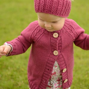 Hand Knitted Baby Cardigan, Baby Girl Knit Cardigan, Toddler Girl Wool Cardigan, Hand Knit Toddler Sweater, Merino Wool Baby Sweater image 1