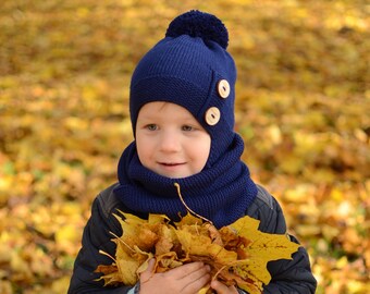 Peuter jongen wintermuts met Pompom