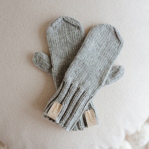 Merino Wool Kids Mittens, Knitted Boys Mittens, Light Gray Girls Mittens, Warm Winter Children Mittens, Hand Knit Toddler Mittens