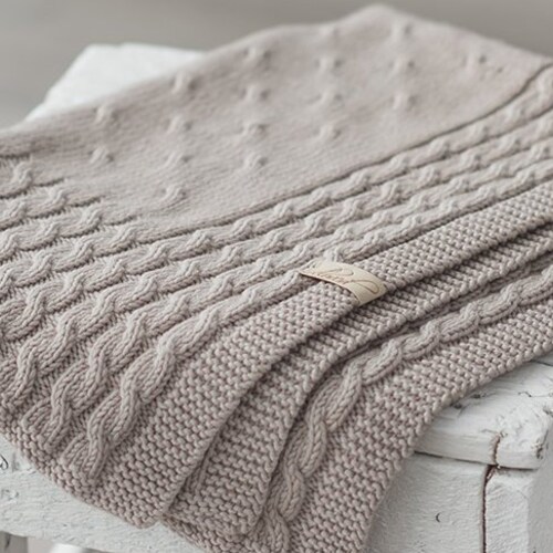 Hand Knit Wool Baby Blanket Knit Newborn Blanket Etsy