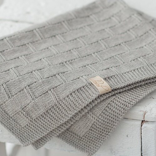 Hand Knitted Baby Blanket Merino Wool Knit Baby Blanket Knit Etsy