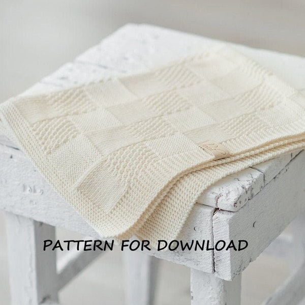 Baby Blanket Knitting Pattern, Knit Baby Blanket Pattern in English