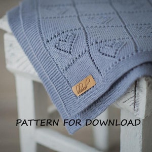 Knit Baby Blanket Pattern in English, Knitting Pattern for Babies, Heart Baby Blanket Pattern, Baby Blanket Knitting Pattern, PDF Pattern