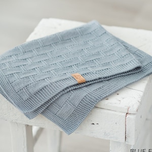 Baby Boy Blanket Hand Knitted, Merino Baby Blanket