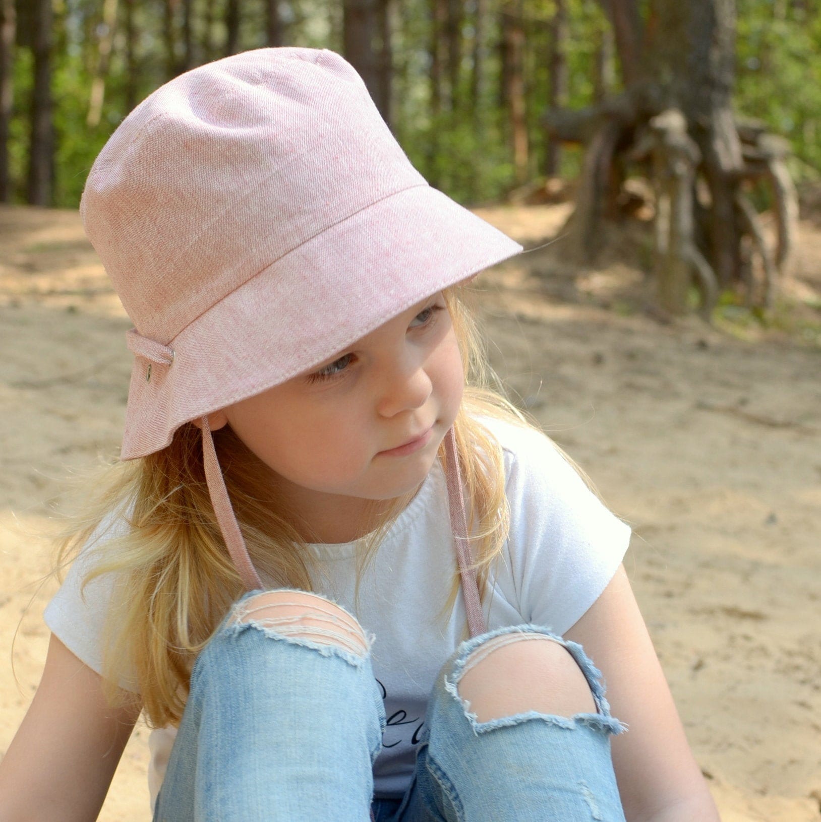 Girls Panama Hat Linen Baby Summer Hat 
