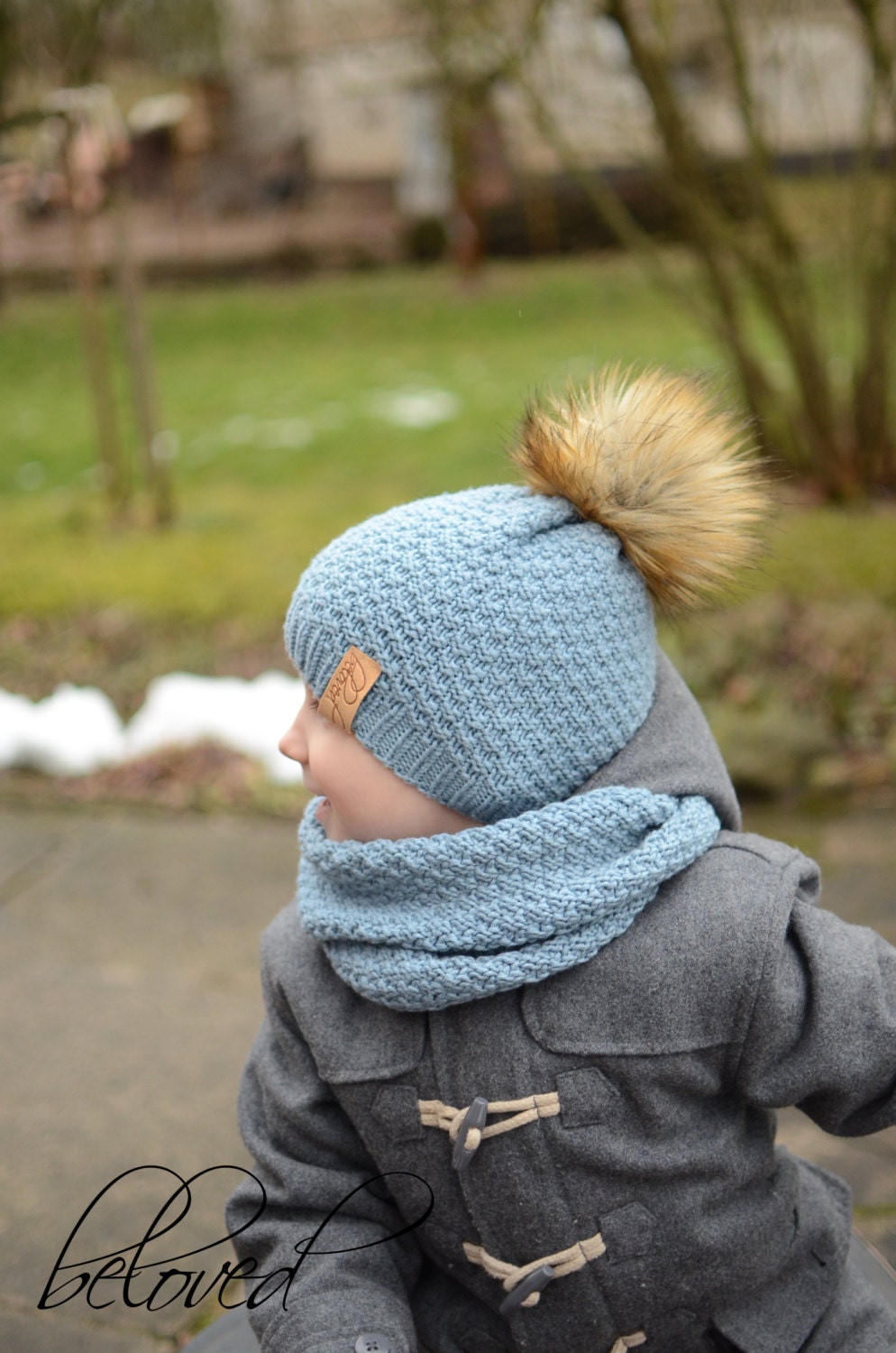 Cappello Pom Pom E Scaldacollo In Pura Lana Fatti A Mano, Set Di Ca... | Su - Foto 2