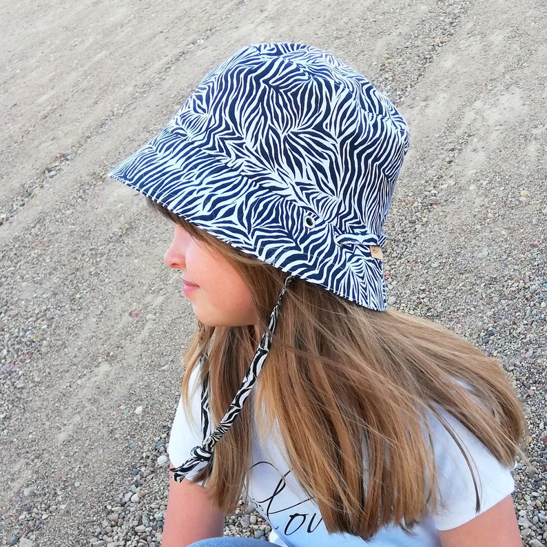 Baby Girl Sun Hat, Cotton Toddler Bucket Hat, Zebra Hat image 5