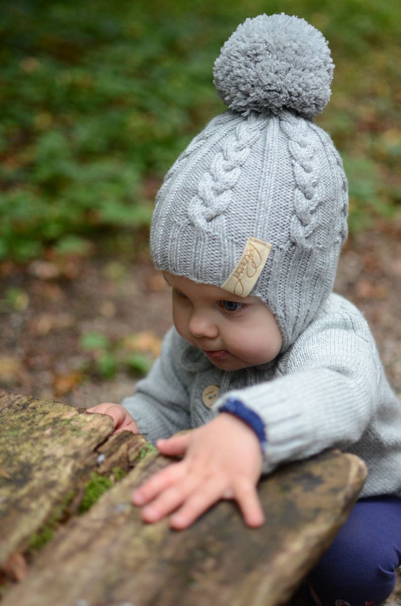 Knitted Toddler Ear Flap Hat Knit Kids Winter Beanie Knitted Etsy
