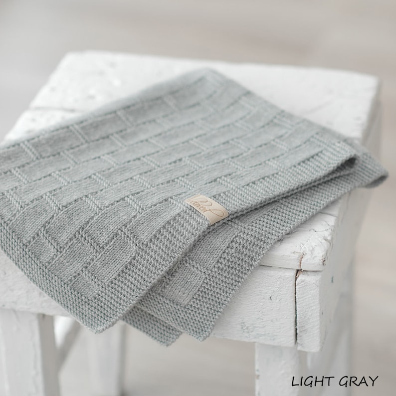 Grey Baby Blanket Hand Knitted Baby Blanket Merino Wool Baby Etsy
