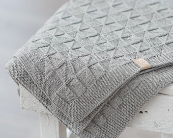 Hand Knitted Merino Wool Baby Blanket: Soft Unisex Knit