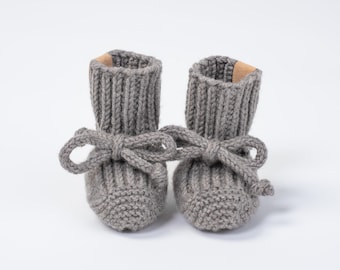 Wool Baby Booties, Knitted Newborn Booties, First Shoes