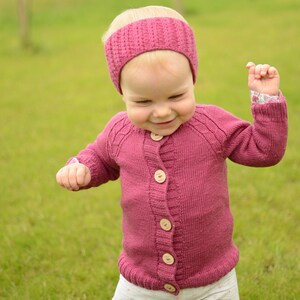 Hand Knitted Baby Cardigan, Baby Girl Knit Cardigan, Toddler Girl Wool Cardigan, Hand Knit Toddler Sweater, Merino Wool Baby Sweater image 4