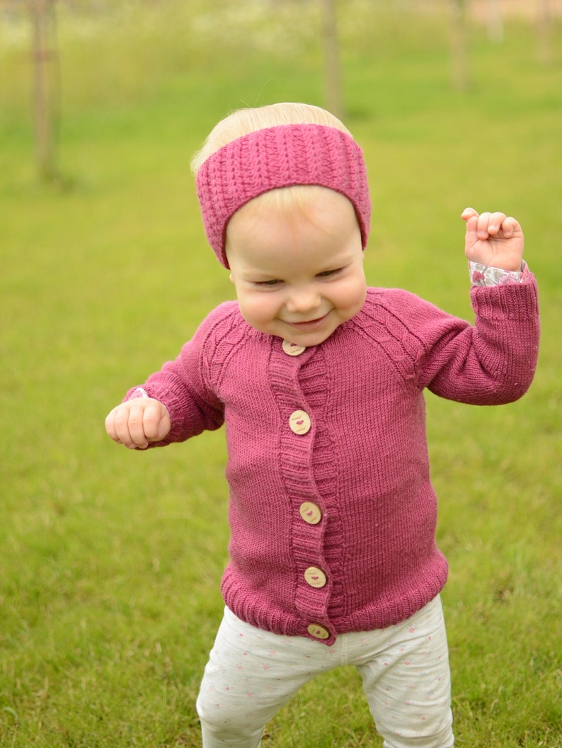 Hand Knitted Baby Cardigan, Baby Girl Knit Cardigan, Toddler Girl Wool Cardigan, Hand Knit Toddler Sweater, Merino Wool Baby Sweater image 4