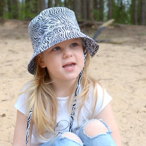 Baby Girl Sun Hat, Cotton Toddler Bucket Hat, Zebra Hat image 2
