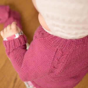Hand Knitted Baby Cardigan, Baby Girl Knit Cardigan, Toddler Girl Wool Cardigan, Hand Knit Toddler Sweater, Merino Wool Baby Sweater image 7