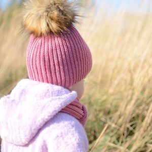 Hand Knitted Fur Pom Pom Girl Winter Hat image 5