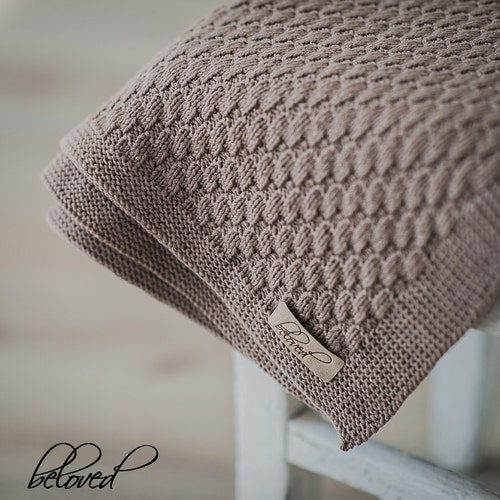 Hand Knitted Baby Blanket Merino Wool Knit Baby Blanket Knit Etsy