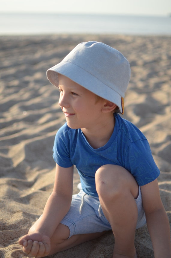 Linen Boy Sun Hat, Toddler Boy Bucket Hat With Brim 