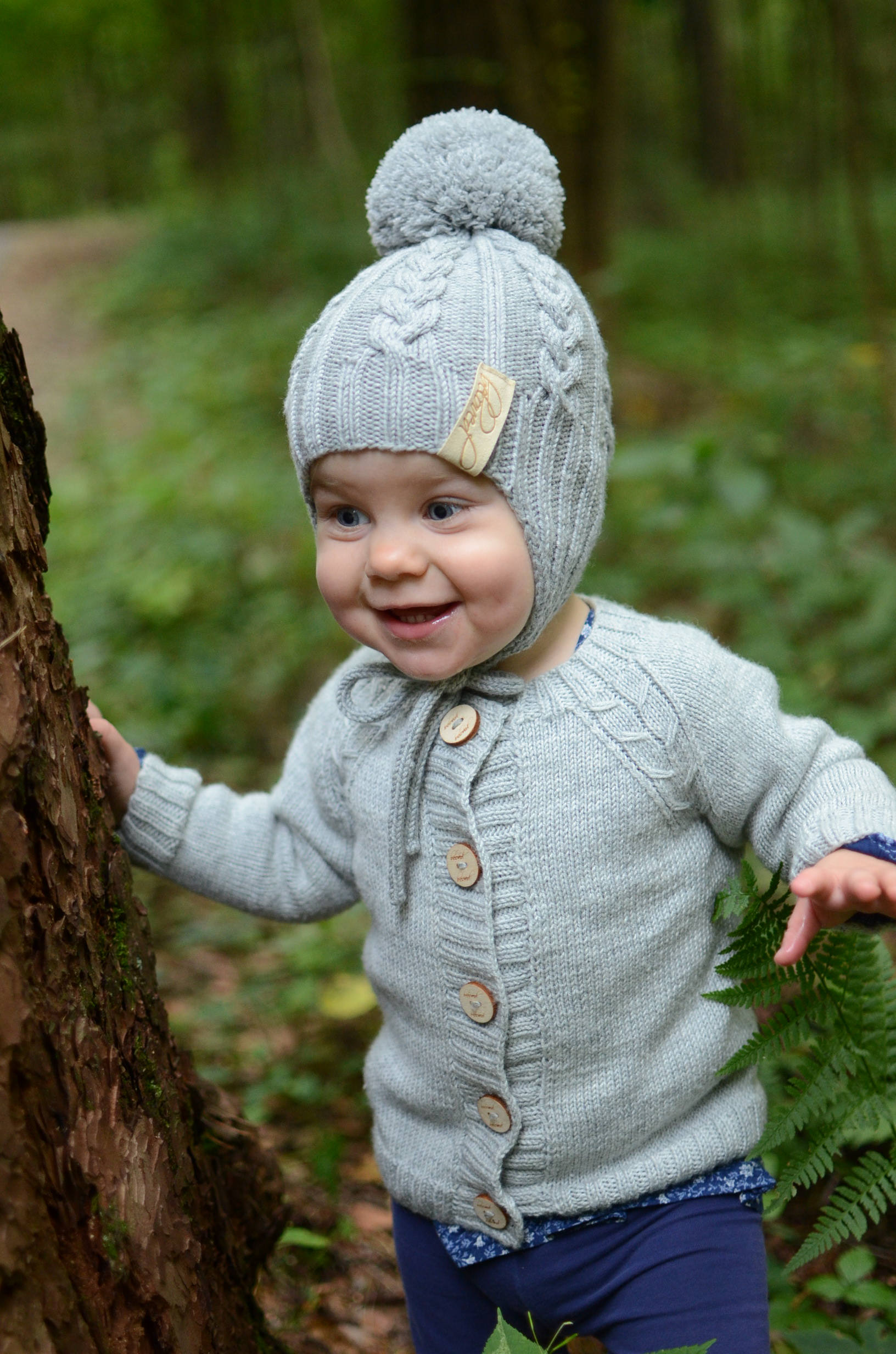 Hand Knitted Baby Cardigan Grey Merino Wool Baby Girl Etsy