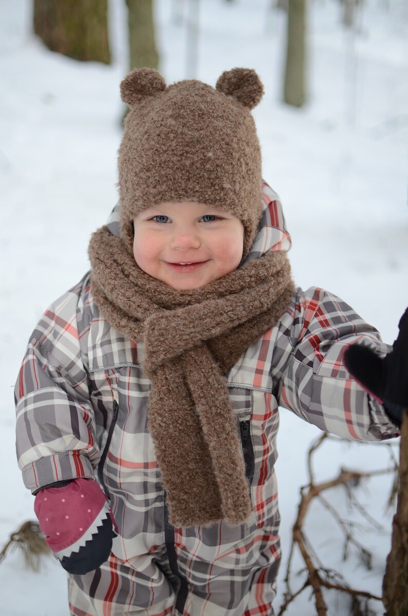 Kids Winter Bear Beanie Knitted Baby Bear Hat Toddler Bear Etsy