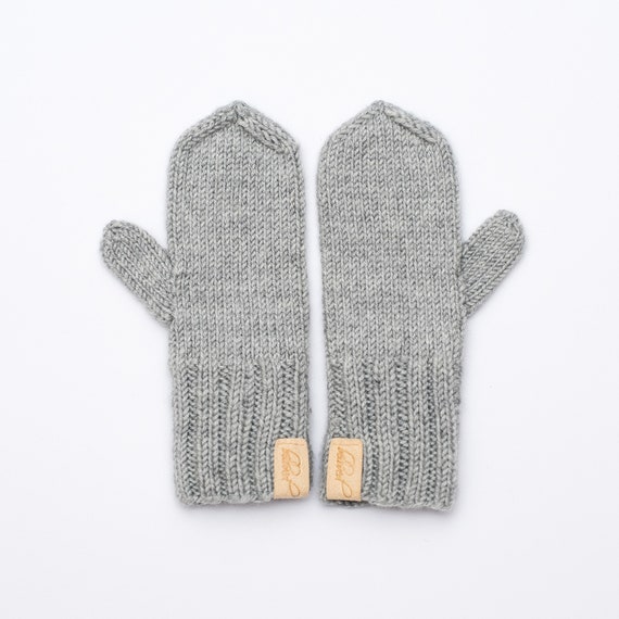 Baby thumbless winter knit mittens or kids boy girl winter knit mittens with thumb
