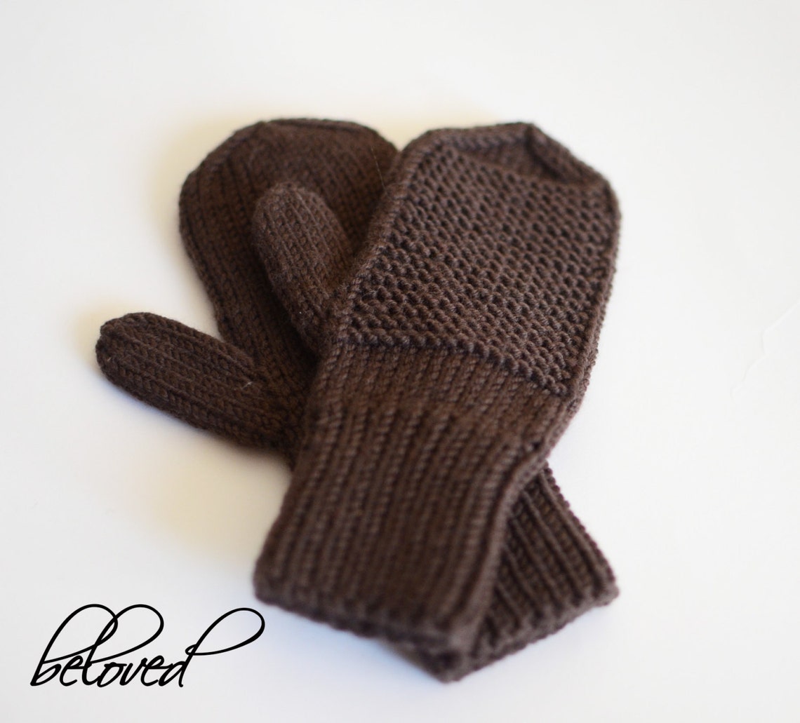Knitted Baby Boy Mittens Winter Infant Mittens Brown Toddler Etsy