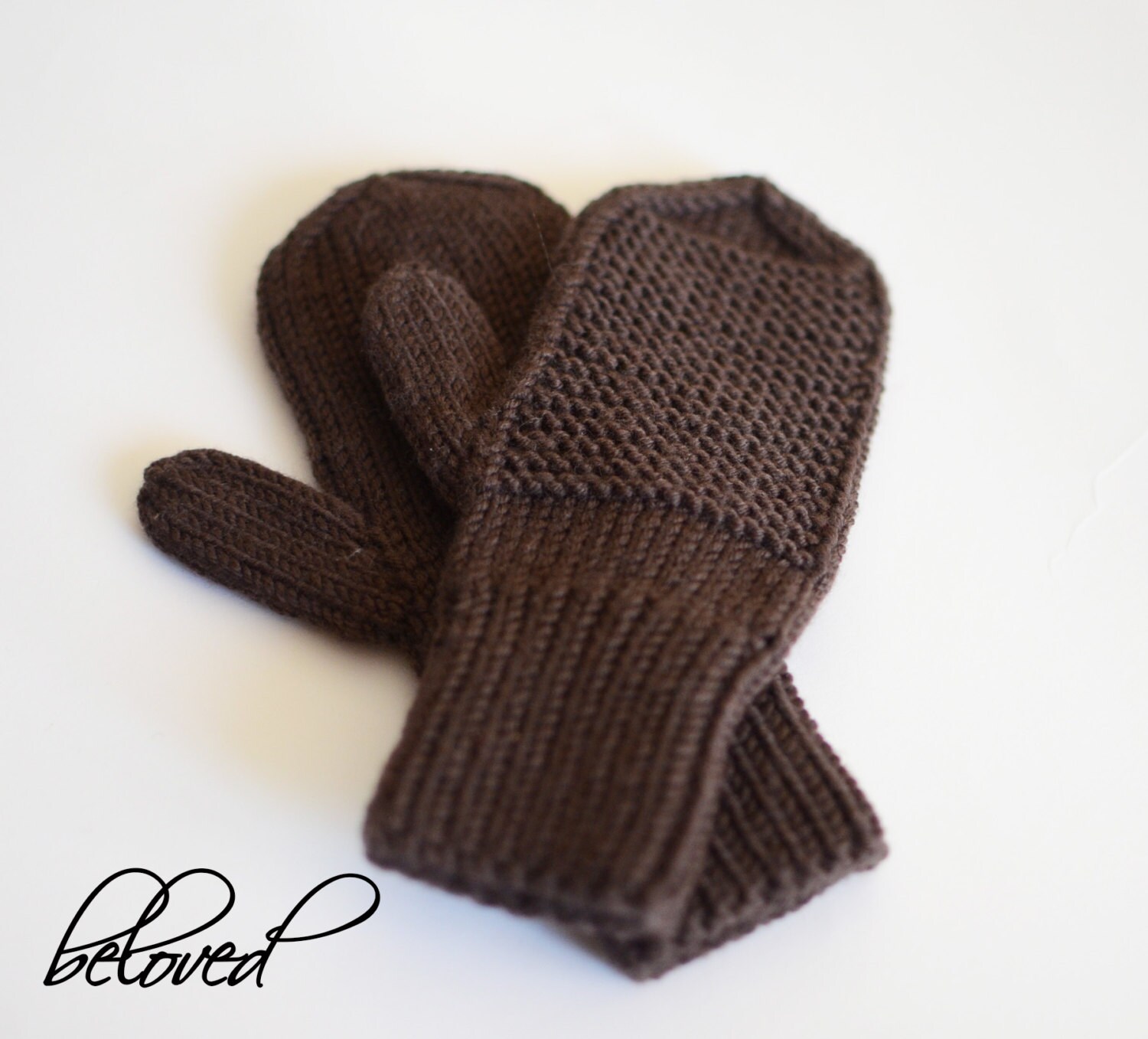 Knitted Baby Boy Mittens Winter Infant Mittens Brown Toddler Etsy