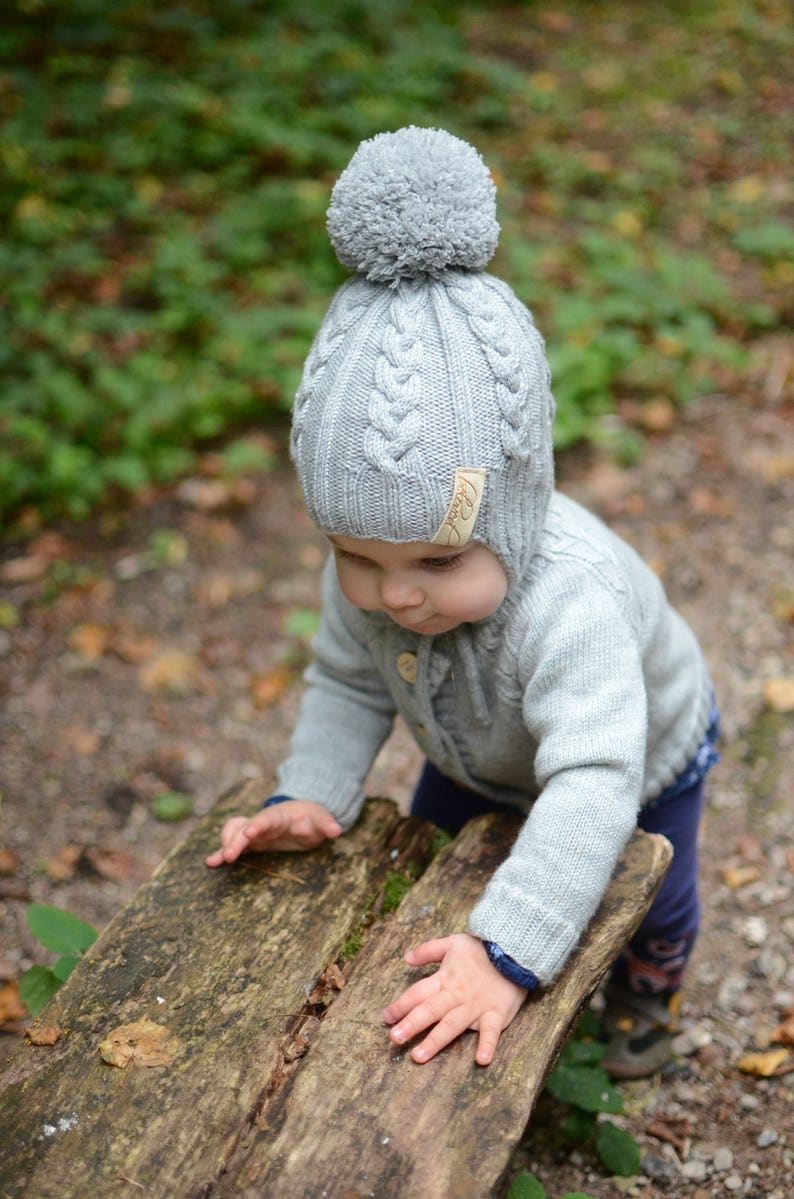 Knitted Toddler Ear Flap Hat Knit Kids Winter Beanie Knitted Etsy