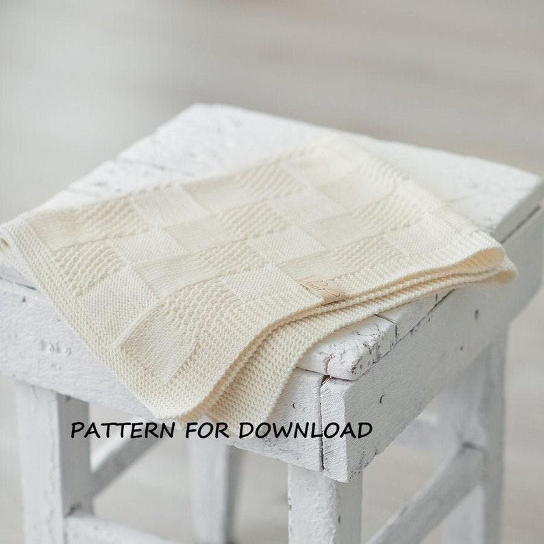 Baby Blanket Knitting Pattern, Knit Baby Blanket Pattern in English image 1