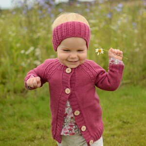 Hand Knitted Baby Cardigan, Baby Girl Knit Cardigan, Toddler Girl Wool Cardigan, Hand Knit Toddler Sweater, Merino Wool Baby Sweater image 2