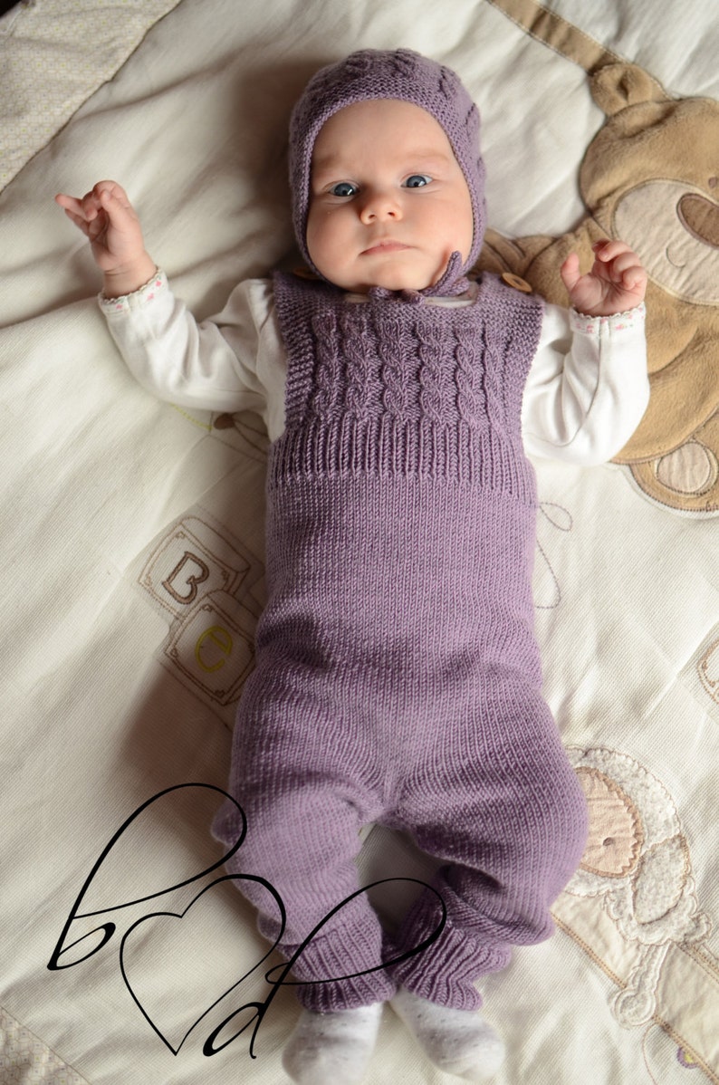 Hand Knit Baby Overalls Knitted Baby Girl Dungarees Baby Etsy