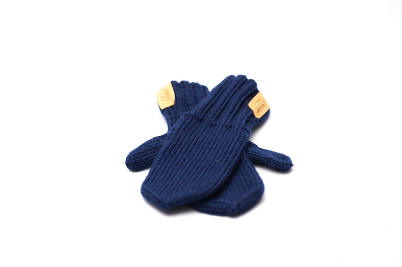 Navy Wool Toddler Mittens Knit Kids Blue Mittens Merino Wool Etsy