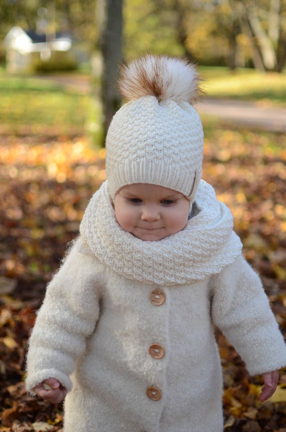 Bébé Filles Garçons Chapeau d'hiver Foulard Oreillette Capuche Echarpes  Laine Bonnet Tricoté Pour 0-3 ans