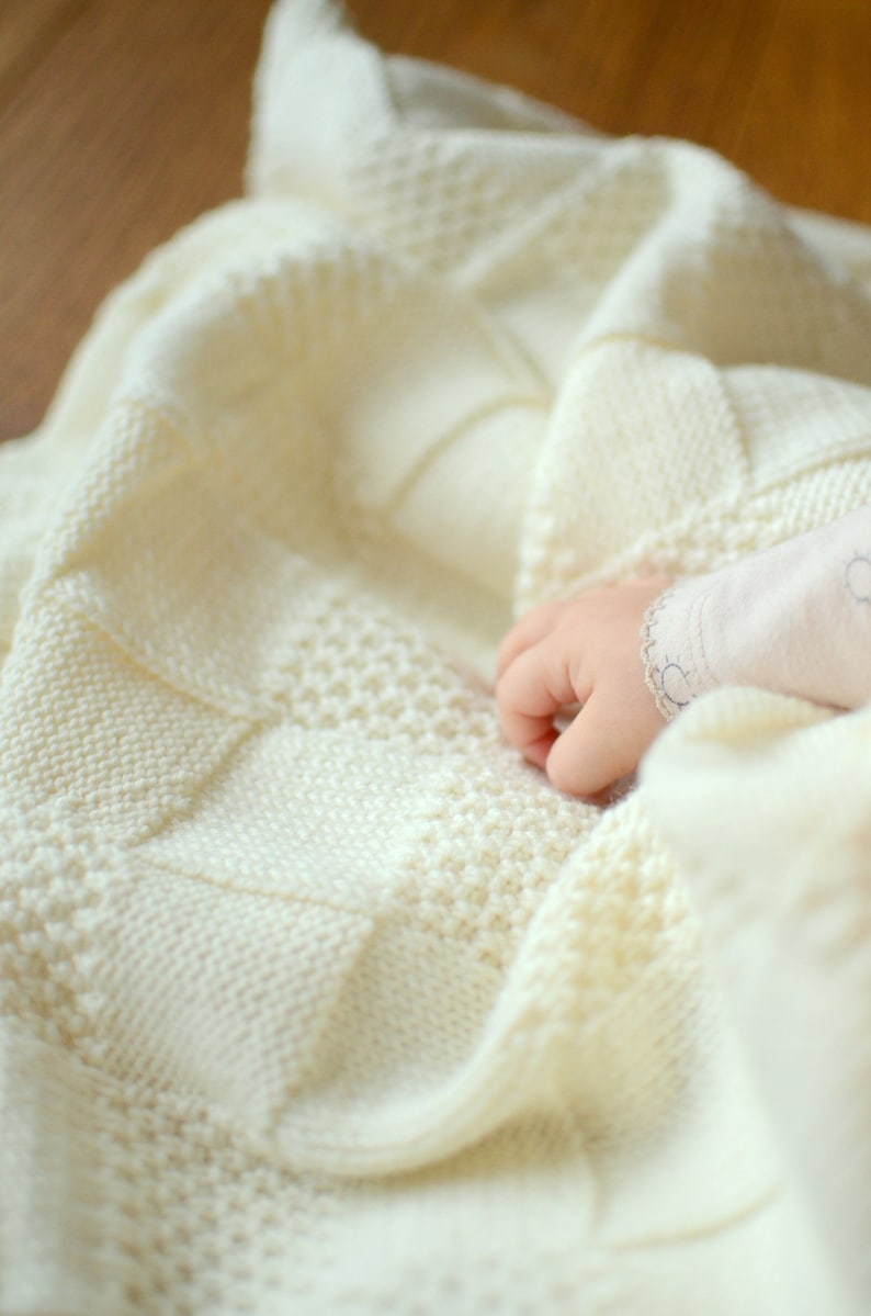 Baby Blanket Knitting Pattern, Knit Baby Blanket Pattern in English image 3