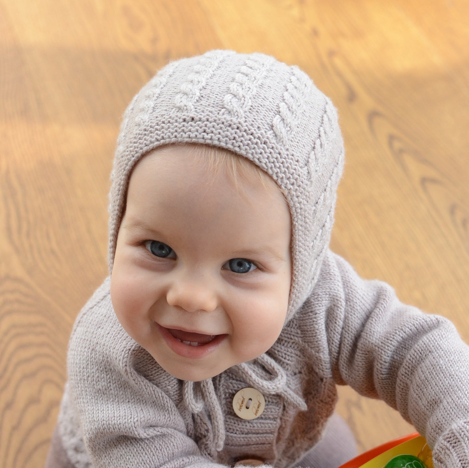 Hand knitted store baby bonnet
