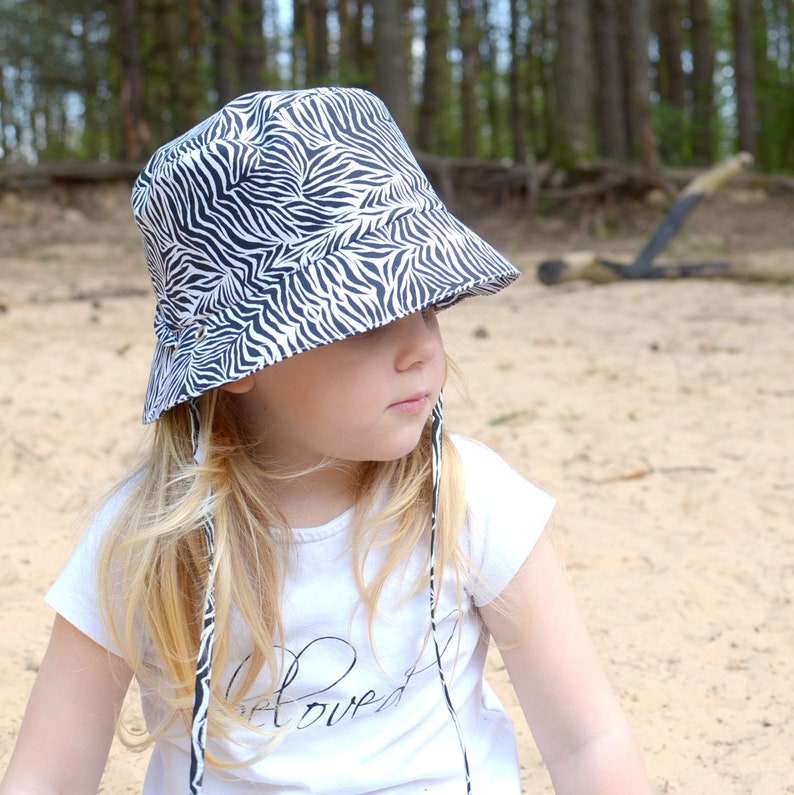 Baby Girl Sun Hat, Cotton Toddler Bucket Hat, Zebra Hat image 4